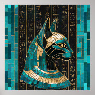 Egyptian Cat Goddess Bastet -Mosaic Art Poster