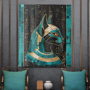 Egyptian Cat Goddess Bastet -Mosaic Art Tapestry