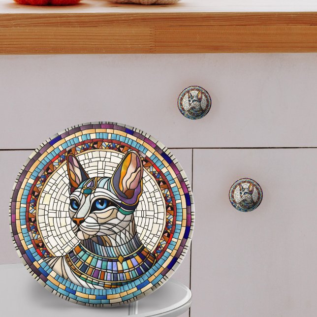 Egyptian Cat -Mosaic Art Ceramic Knob (Creator Uploaded)