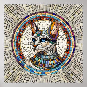 Egyptian Cat -Mosaic Art Poster