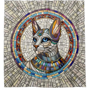 Egyptian Cat -Mosaic Art Shower Curtain