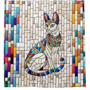 Egyptian Cat -Mosaic Art Shower Curtain