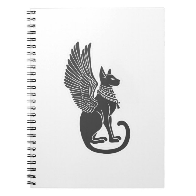 Egyptian cat with wings - Choose back colour Notebook (Front)