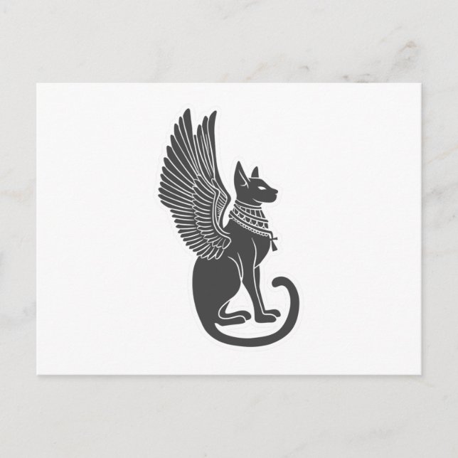 Egyptian cat with wings - Choose back colour Postcard (Front)