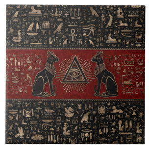 Egyptian Cats and Eye of Horus Ceramic Tile