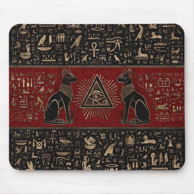 Egyptian Cats and Eye of Horus Mouse Pad (Front)