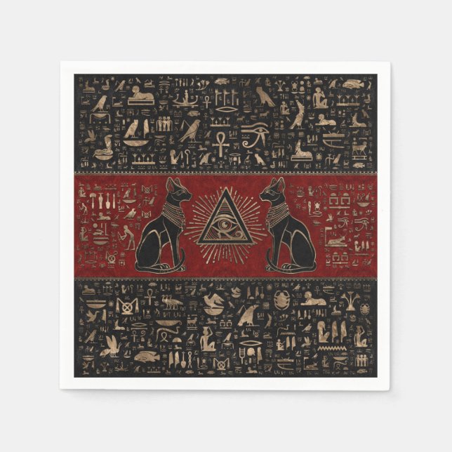 Egyptian Cats and Eye of Horus Napkin (Front)