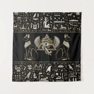 Egyptian Cats and Eye of Horus Tapestry