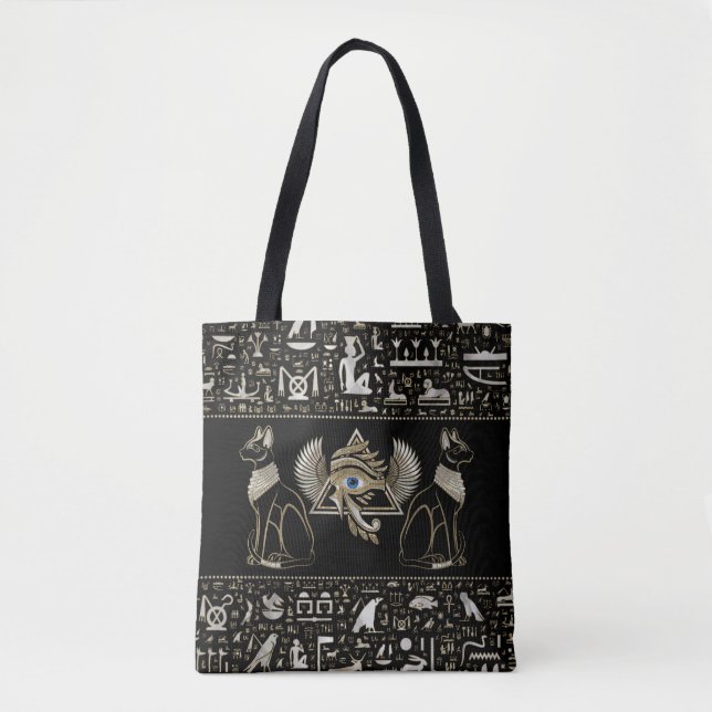 Egyptian Cats and Eye of Horus Tote Bag (Front)