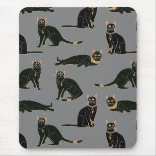 Egyptian Cats Pattern Mouse Pad