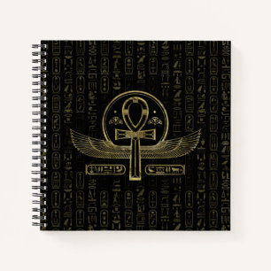 Egyptian Cross - Ankh - Gold and black Notebook