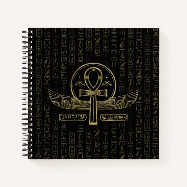 Egyptian Cross - Ankh - Gold and black Notebook (Front)