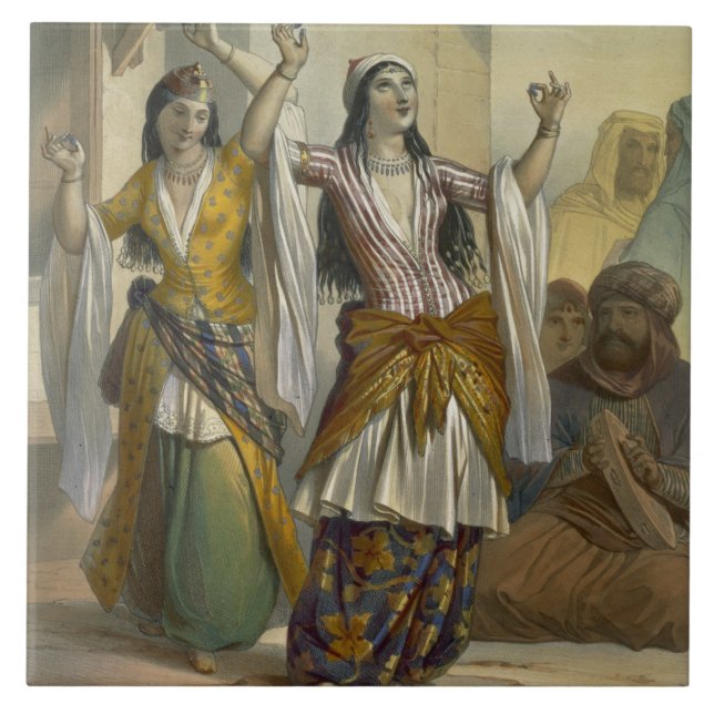 Egyptian Dancing Girls Performing the Ghawazi at R Ceramic Tile (Front)