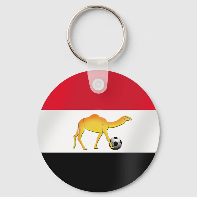 Egyptian desert camel soccer ball flag key ring (Front)