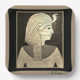 Egyptian Design in Black and Grey Paper Plate