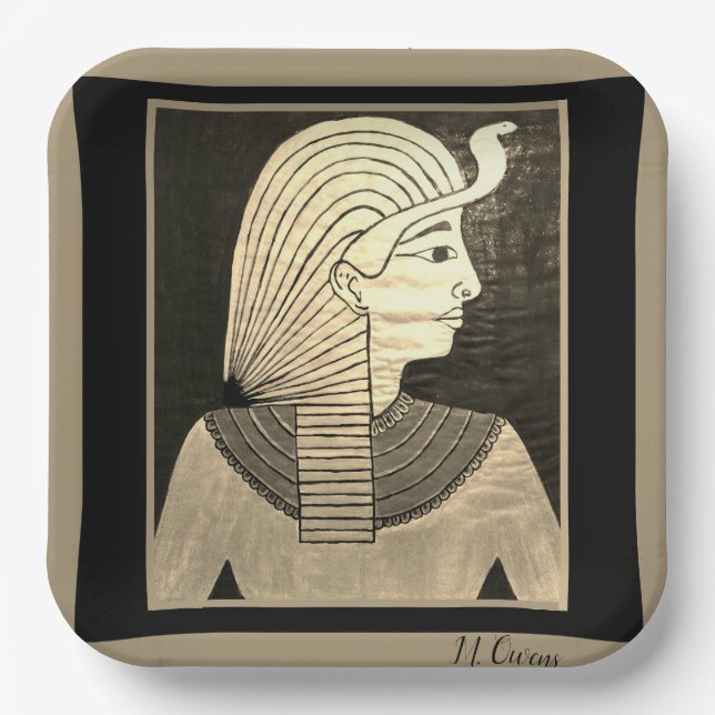 Egyptian Design in Black and Grey Paper Plate (Front)