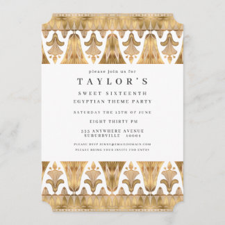 Egyptian Egypt Art Deco Gold Birthday Party Invitation