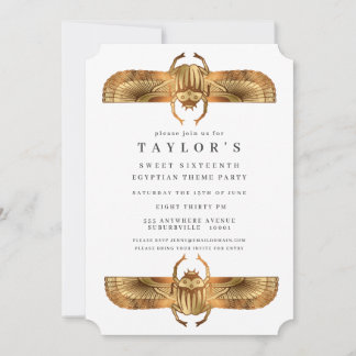 Egyptian Egypt Gold Scarab Birthday Party Invitation