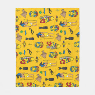 Egyptian elements, Anubis, pyramids pattern. Fleece Blanket