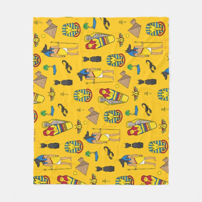 Egyptian elements, Anubis, pyramids pattern. Fleece Blanket (Front)