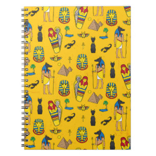 Egyptian elements, Anubis, pyramids pattern. Notebook
