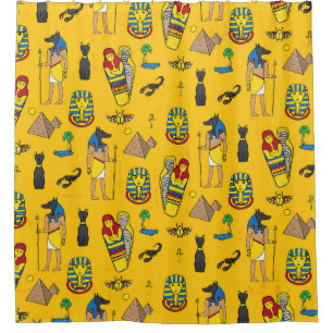 Egyptian elements, Anubis, pyramids pattern. Shower Curtain