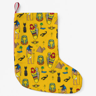 Egyptian elements, Anubis, pyramids pattern. Small Christmas Stocking