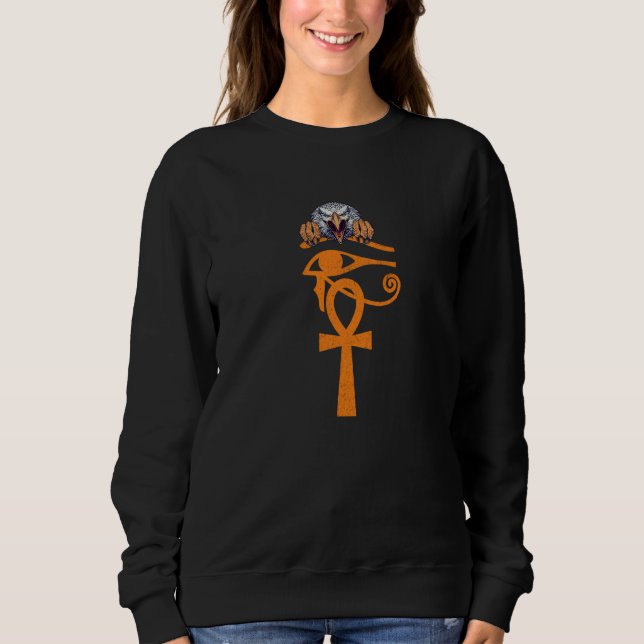 Egyptian Eye Of Horus Ankh Egypt Archaeologist Eag Sweatshirt (Front)