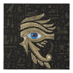 Egyptian Eye of Horus - Black and Gold Faux Canvas Print