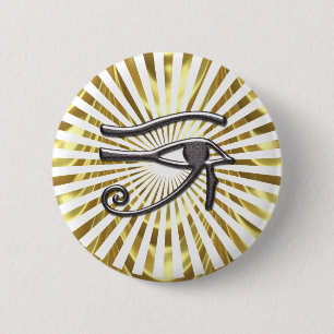 Egyptian Eye of Horus Gold and Black 6 Cm Round Badge