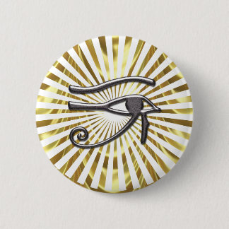 Egyptian Eye of Horus Gold and Black 6 Cm Round Badge