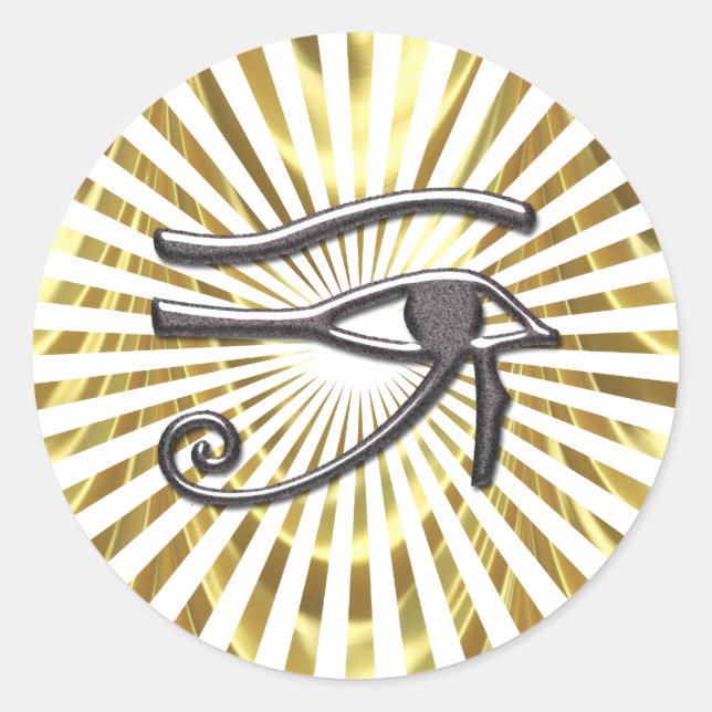 Egyptian Eye of Horus Gold and Black Classic Round Sticker (Front)
