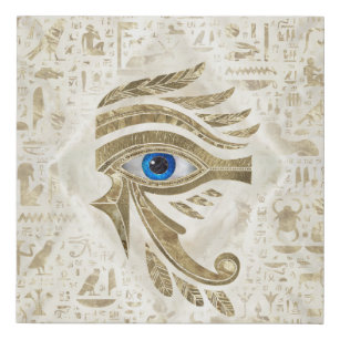Egyptian Eye of Horus - Gold and pearl Faux Canvas Print