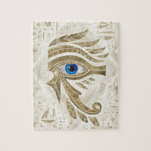 Egyptian Eye of Horus - Gold and pearl Jigsaw Puzzle