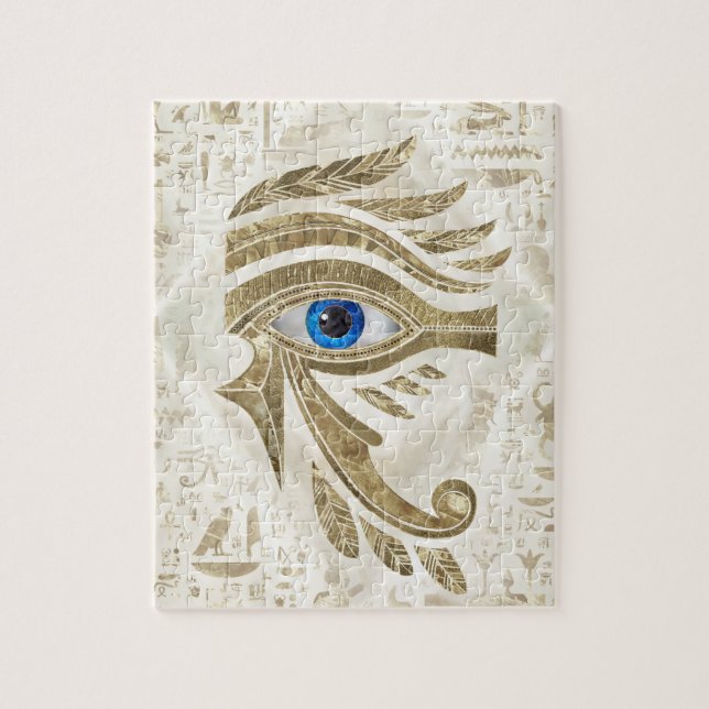 Egyptian Eye of Horus - Gold and pearl Jigsaw Puzzle (Vertical)