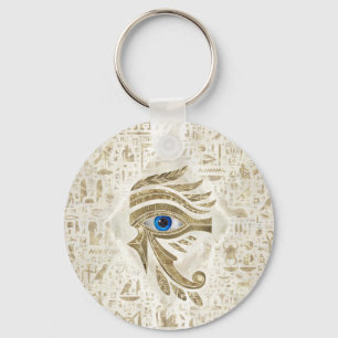 Egyptian Eye of Horus - Gold and pearl Key Ring