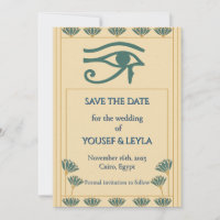 Egyptian Eye of Horus Lotus Gold Save the Date