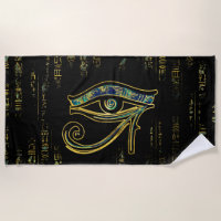 Egyptian Eye of Horus on hieroglyphics and marble