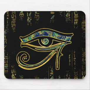 Egyptian Eye of Horus  on hieroglyphics and marble Mouse Pad