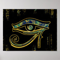 Egyptian Eye of Horus on hieroglyphics and marble