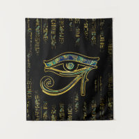 Egyptian Eye of Horus  on hieroglyphics and marble