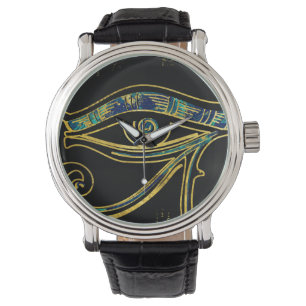 Egyptian Eye of Horus on hieroglyphics and marble Watch
