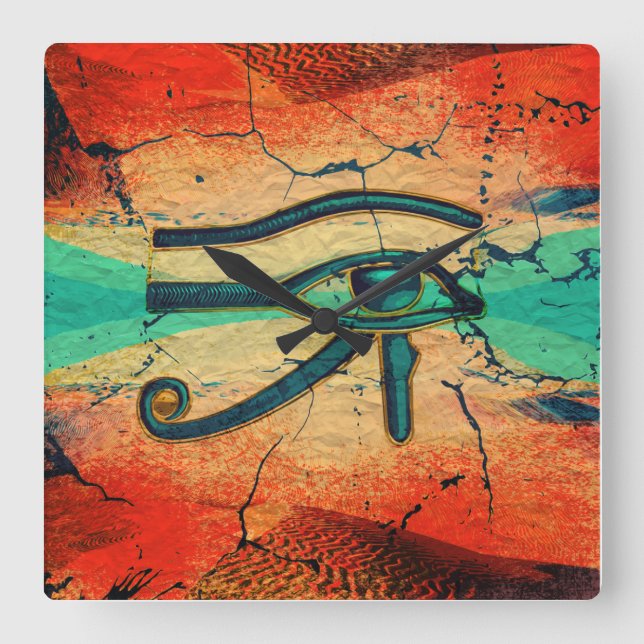 Egyptian Eye of Horus - Ra Square Wall Clock (Front)