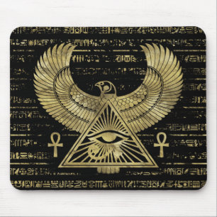 Egyptian Eye of Horus - Wadjet Gold and Black Mouse Pad