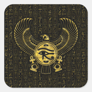 Egyptian Eye of Horus - Wadjet Gold and Black Square Sticker