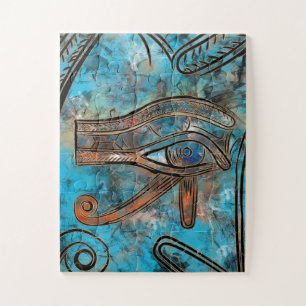 Egyptian Eye of Horus - Wadjet - Mixed Media Jigsaw Puzzle