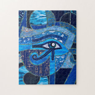 Egyptian Eye of Horus - Wadjet - Mixed Textures Jigsaw Puzzle