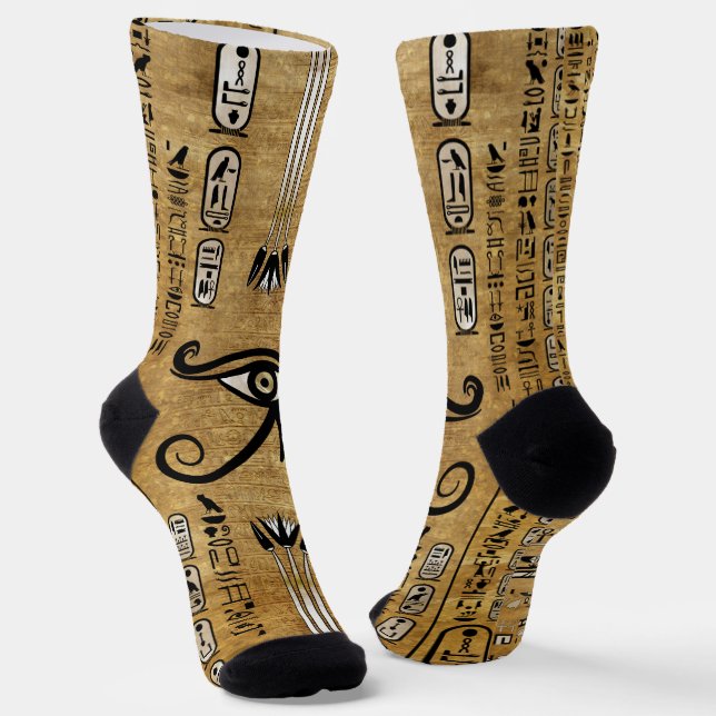 Egyptian Eye of Horus - Wadjet Ornament Socks (Angled)