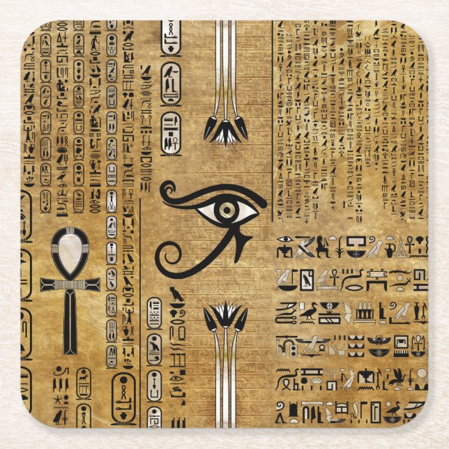 Egyptian Eye of Horus - Wadjet Ornament Square Paper Coaster (Front)