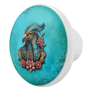 Egyptian Falcon God. Ceramic Knob
